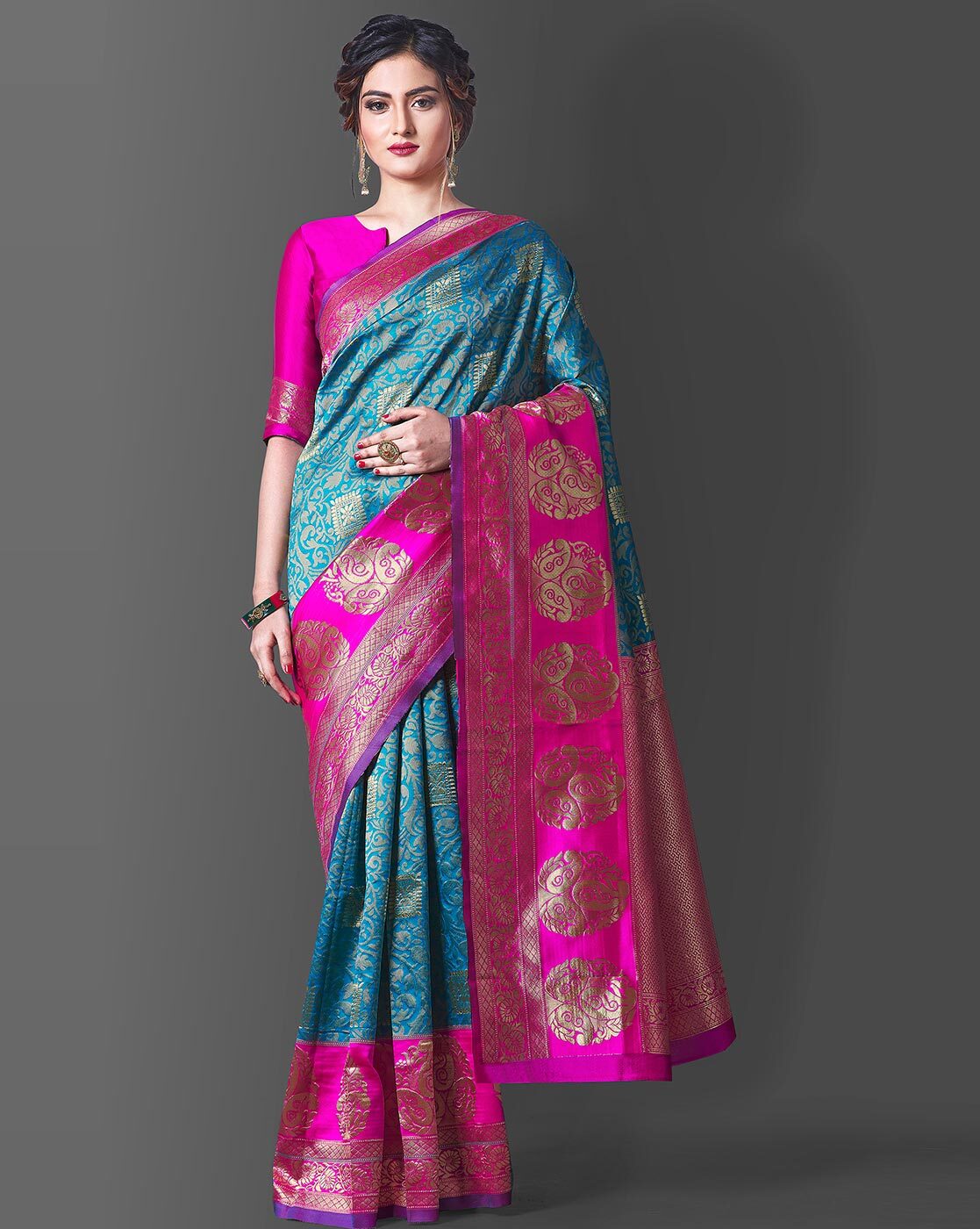 Buy Blue Sarees for Women by Limdo Online