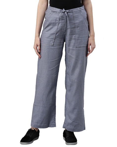 Buy Go Colors Women Maroon Solid Linen Pants (L) Online at Best Prices in  India - JioMart.
