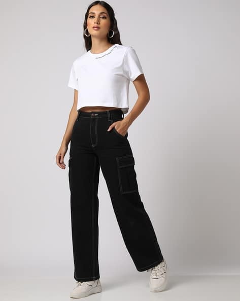 Encrustd Wide-Leg Cargo Jeans