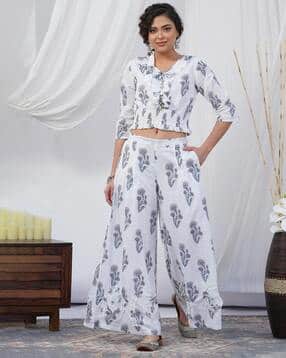 the kapas Printed Smocked Crop-Top & Palazzo Set-picture-13