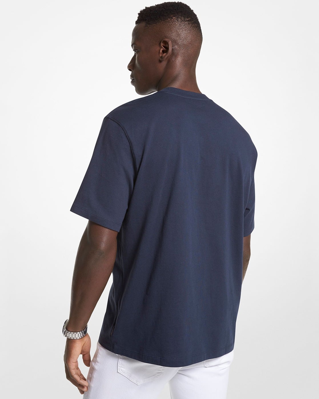 Buy Michael Kors Logo Cotton Oversized T-Shirt | Navy Blue