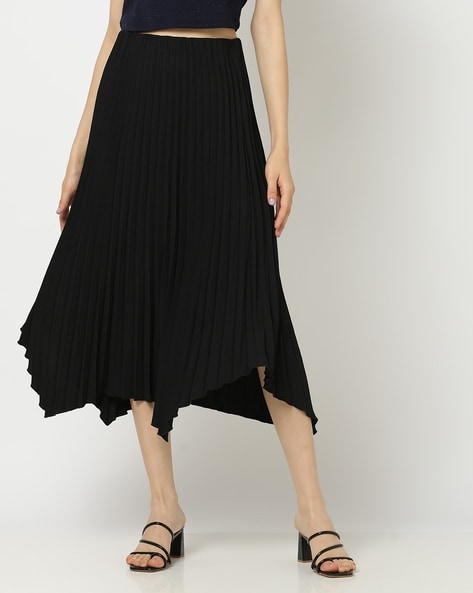 Amazon.com: Womens Stretchy Knee-Length Skirt Plus Size Elastic Back  Waistline Pleated Skirt Black 1X : Clothing, Shoes & Jewelry