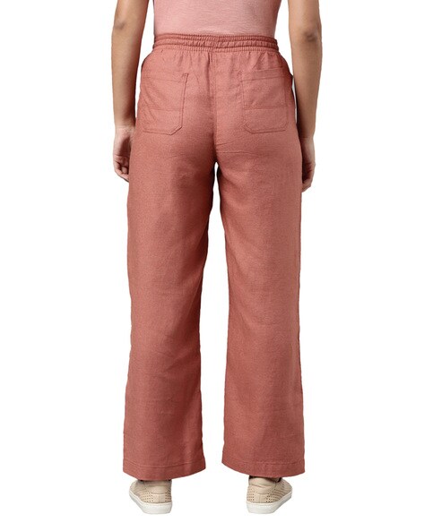 Shop Women's Rust Linen Cargo Pants Online