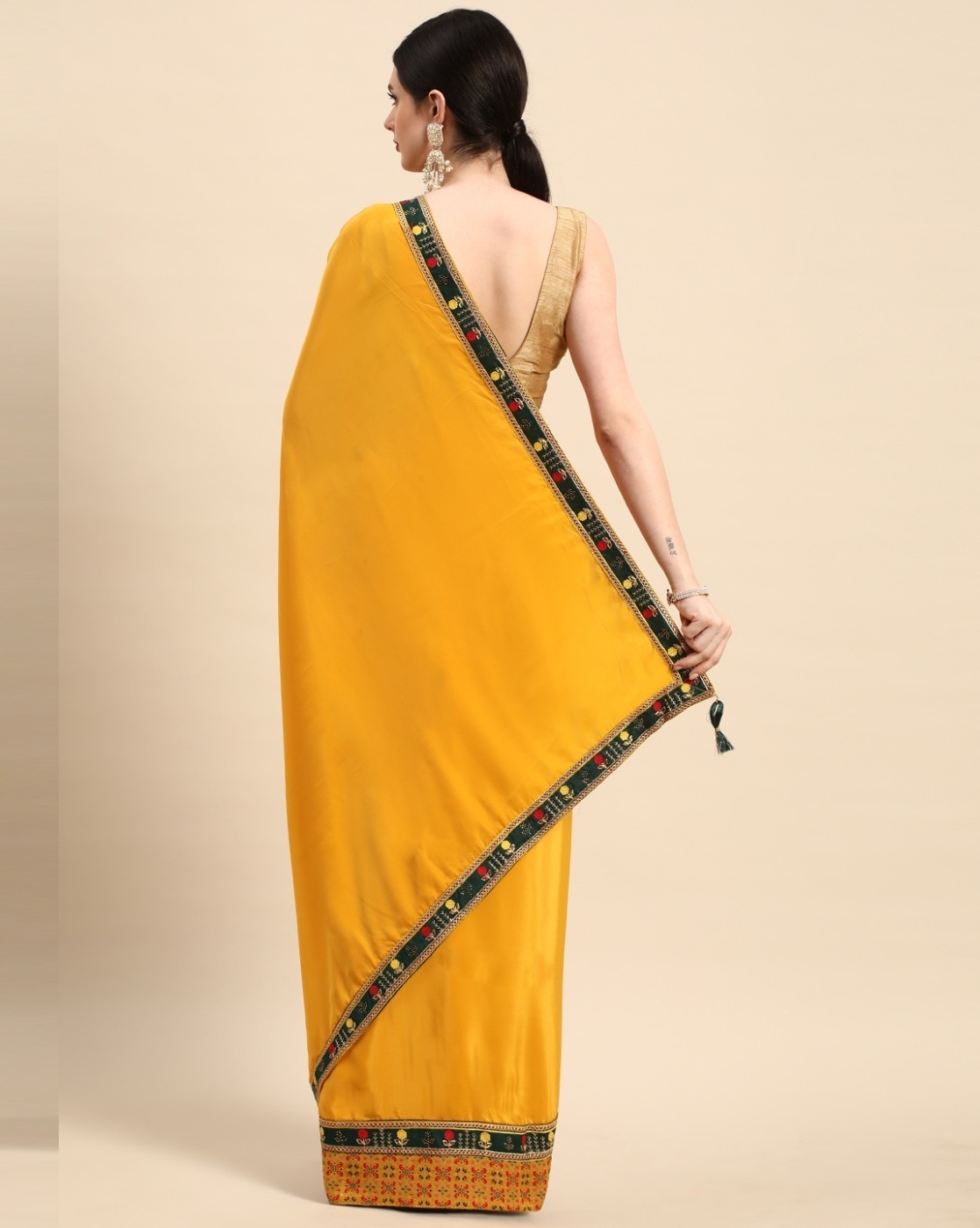 Plain Women Cotton Lycra Yellow Saree Shapewear at Rs 549/piece in Thane