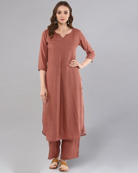 Round-Neck Straight Kurta Set