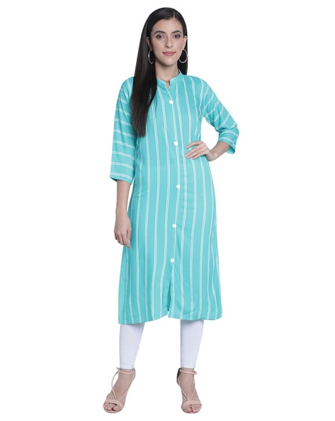 Blue Ladies Striped Cotton Kurta, Size: S-xl at Rs 599 in Jaipur