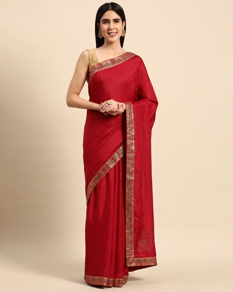 Dark Maroon Sequin Saree – RawaazFashion