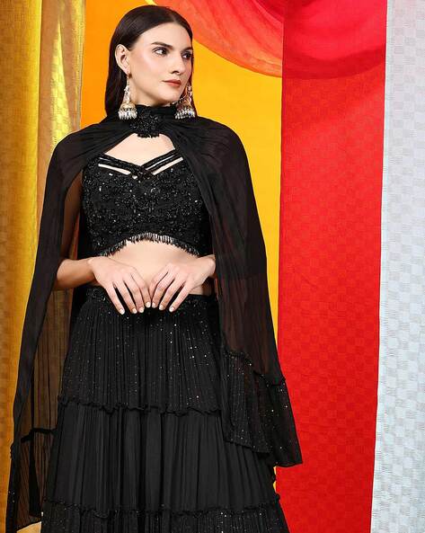 Buy Black Velvet Party Wear Lehenga Choli Online - LLCA00003 | Andaaz  Fashion