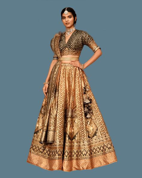 fcity.in - Bollywood Stylish Jecquard Banarasi Saree Lehenga Chaniya Choli  By