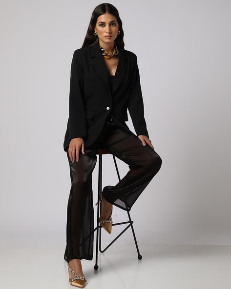 Dark Purple Ikat Blazer with Trousers Coord Sets for women | CraftsandLooms  – CraftsandLooms.com