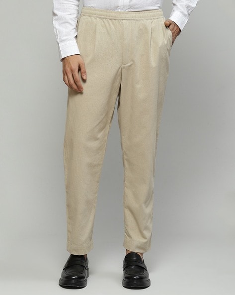 Men Formal Cotton Pleated Pants Trousers Slim Retro Casual Business  Straight Leg | eBay