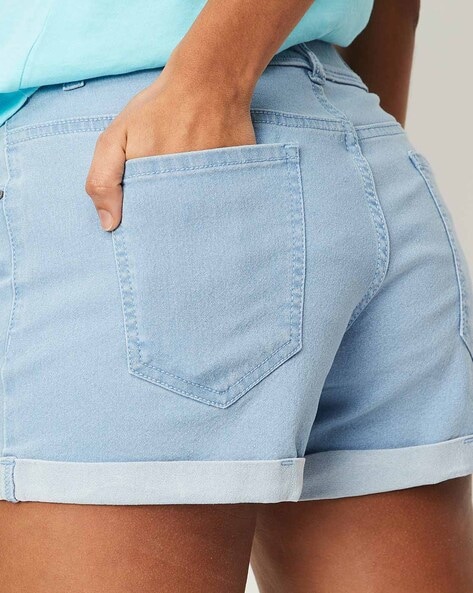 Plain Light Blue Color High Rise Regular Fit Girls Denim Shorts With Side  Pockets at Best Price in Meerut | Fashion Mart