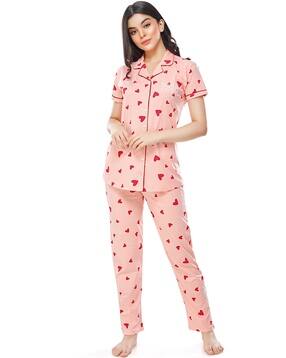zeyo Heart Print Shirt & Pyjamas Set-picture-10