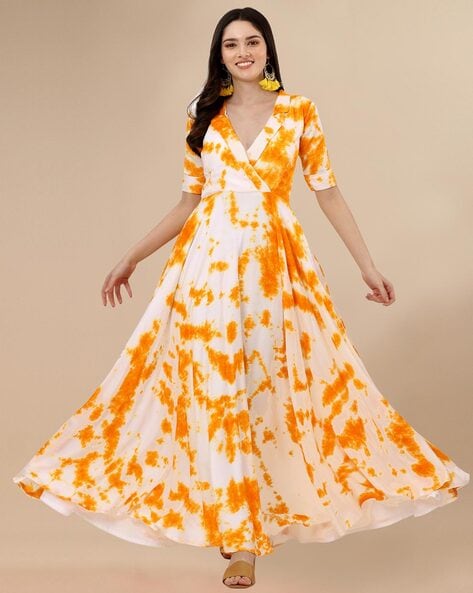 Stunning Mustard-colored 8 Meter Flared Maxi Gown With Embellished Sle