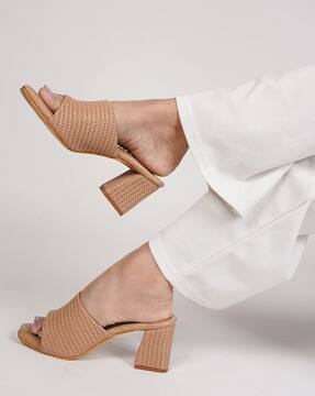 Buy Tan Heeled Sandals for Women by SCENTRA Online