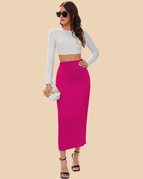 Hot pink high waisted skirt best sale