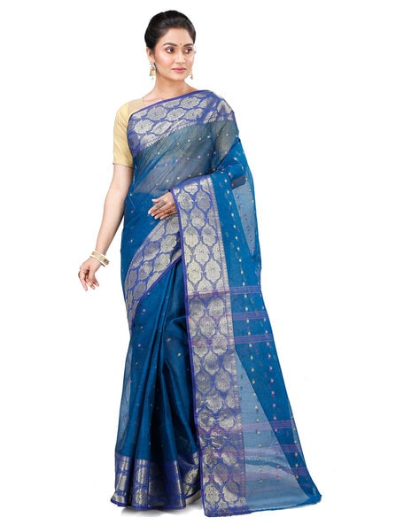Sky Blue (aasmani) Pure Katan Silk Handloom Banarasi Saree with Satin