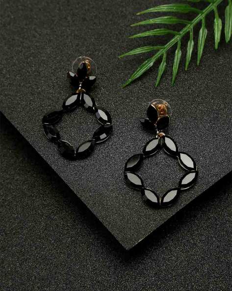 YouBella Jewellery Earrings for women Crystal Earrings for Girls and Women ( Black)