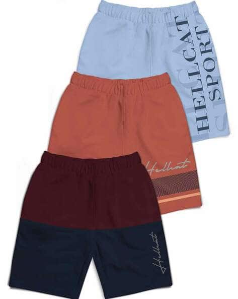Hellcat Pack of 3 Colourblock Bermuda Shorts with Elasticated Waist