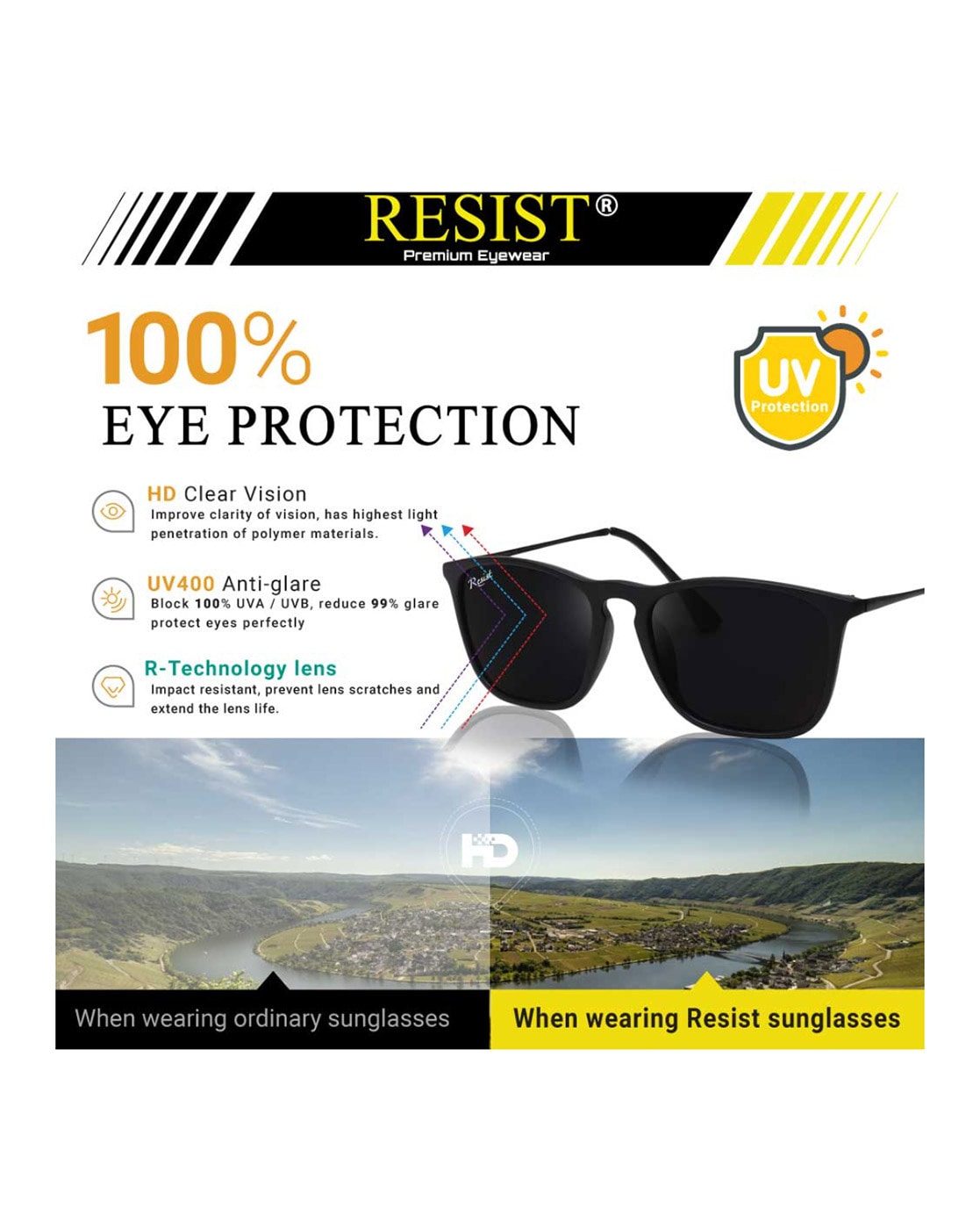 Buy Black Sunglasses for Men by Resist Eyewear Online