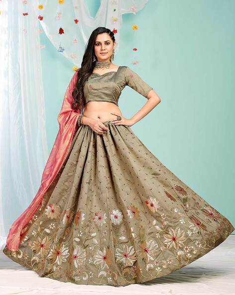 Buy Pink Lehenga And Dupatta Organza Embroidered Grace Placement Set For  Women by Ridhi Mehra Online at Aza Fashions.