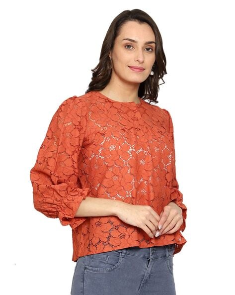 orange lace shirt