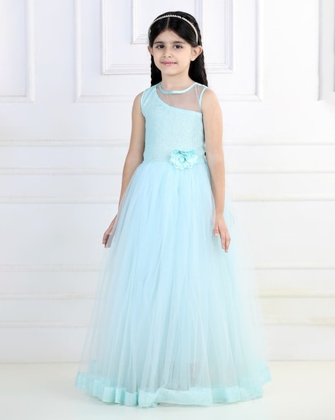 G140, Luxury Sky Blue Ruffle Long Trail Maternity Shoot Gown, Size - ( –  Style Icon www.dressrent.in