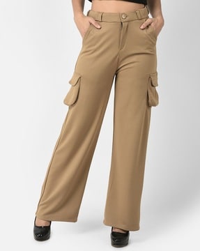 Buy Khaki Trousers & Pants for Women by FNOCKS Online