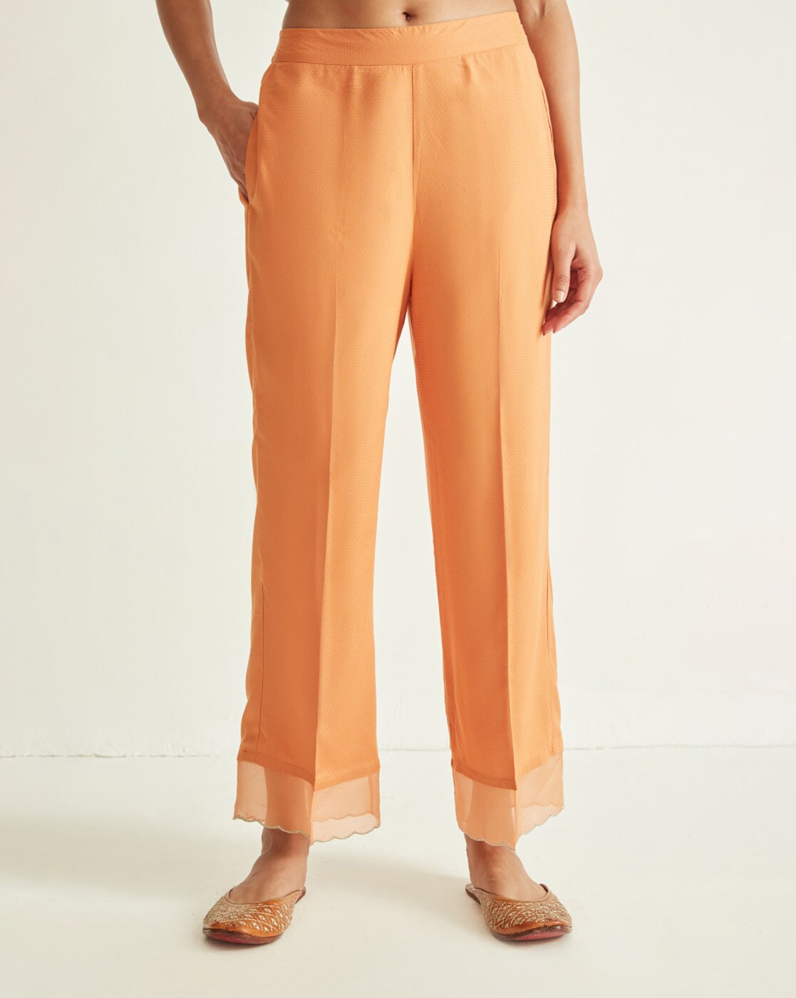 Buy Women Yellow Stripe Formal Regular Fit Trousers Online  676768  Van  Heusen