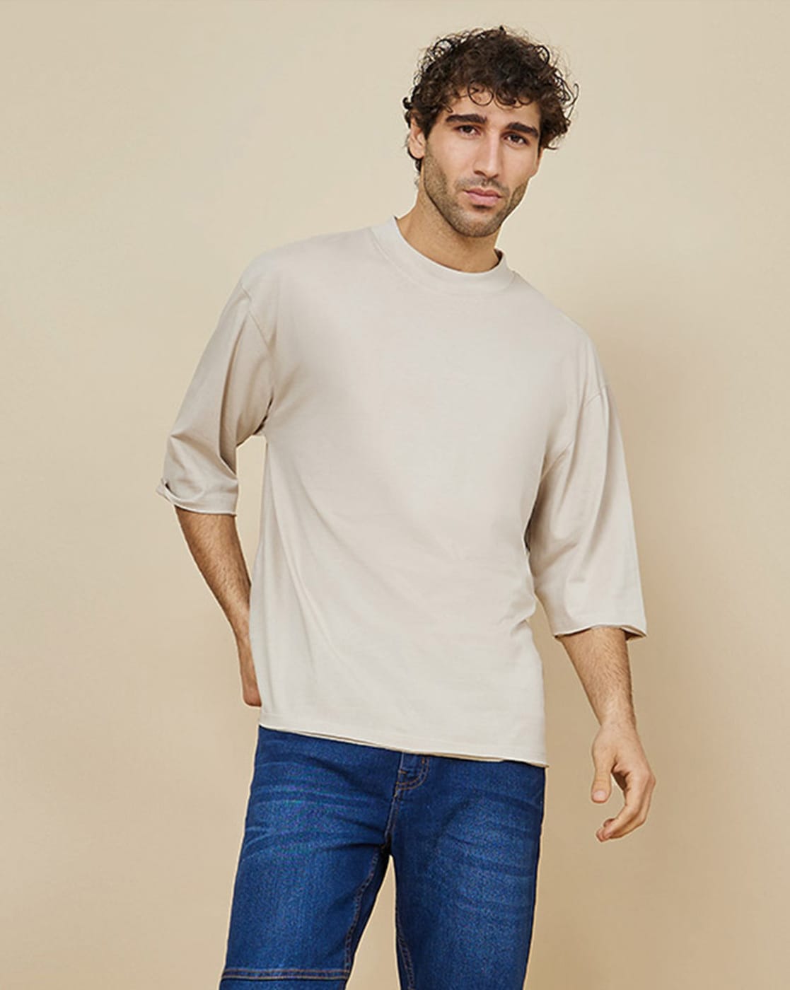 Buy Beige Tshirts for Men by Styli Online