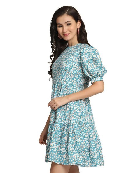 Alluring Women A-line Blue Dress - Buy Alluring Women A-line Blue Dress  Online at Best Prices in India | Flipkart.com