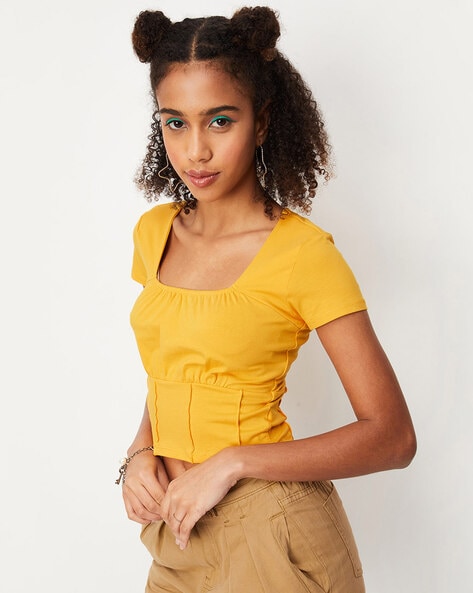 Anslået trådløs bestøve Buy Yellow Tops for Women by MAX Online | Ajio.com