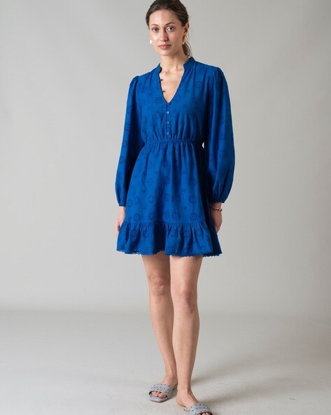 The Great - The Bonnet Dress in Mariner Blue Island Floral – Blond Genius