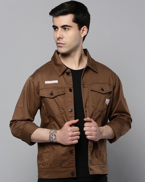 URBAN RACERS by JACK&JONES Dark Brown Over-Dyed Casual Jacket