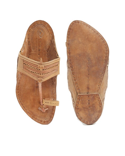 Leather Kolhapuri Chappal | Leather, Fabindia, Brown leather