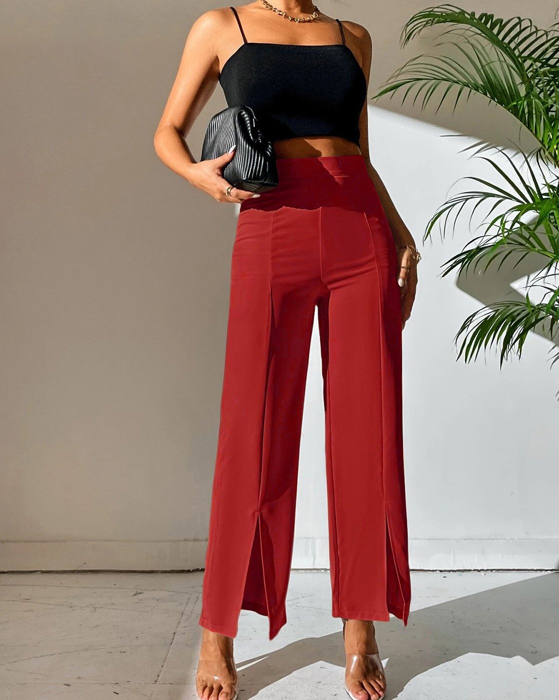 red wide leg pants outfit  The Elegant Lane