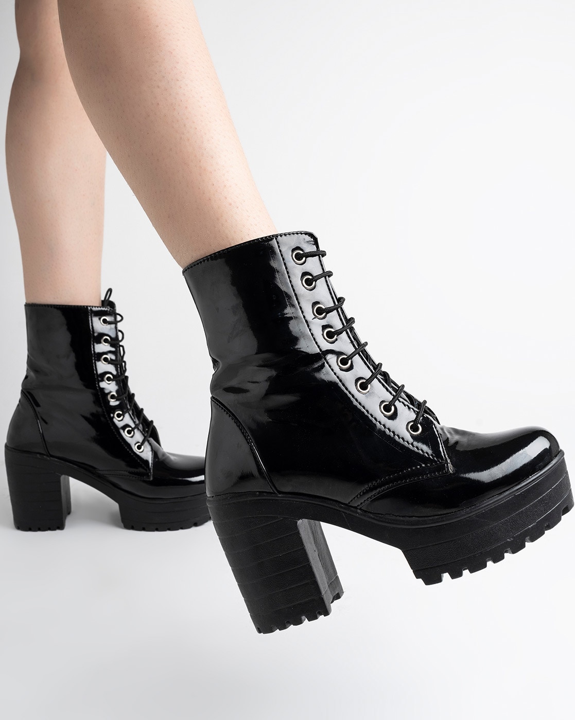Betty Black Lace-Up Ankle Boot