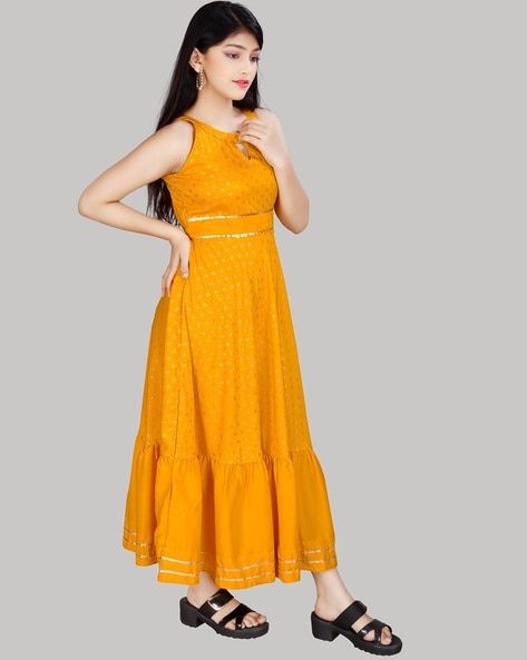 PUIFAI - flowy fabric ruffle dress (yellow) - Shop Something Simple One  Piece Dresses - Pinkoi