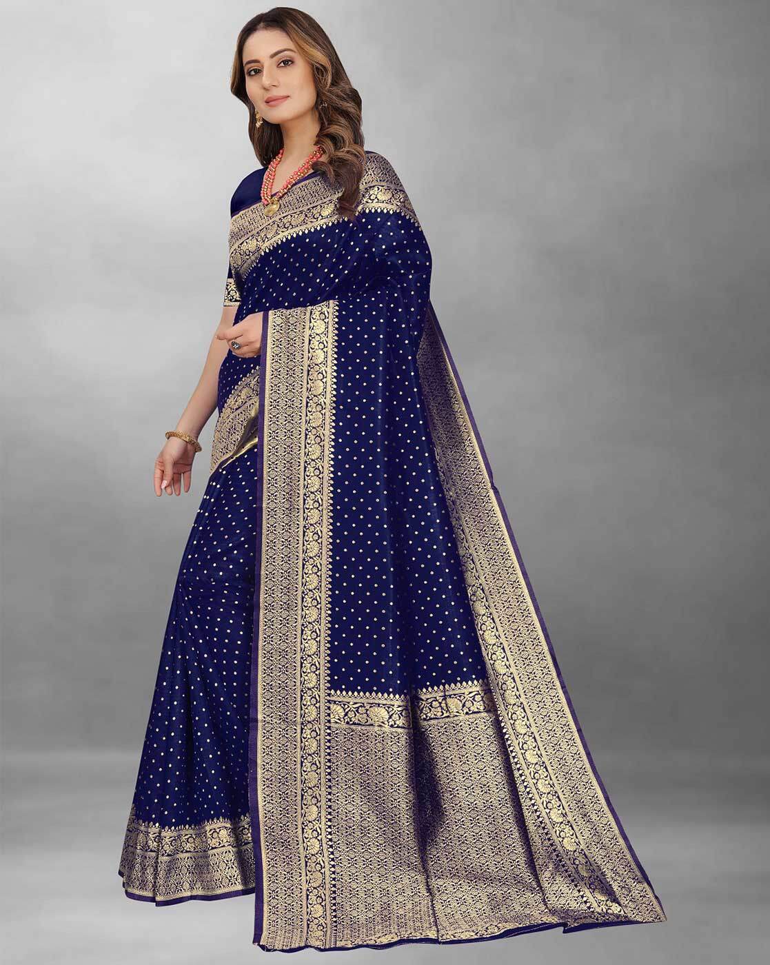 Jayraj 5.5 m (separate blouse piece) Party Wear Blue Banarasi Saree at Rs  649 in Surat