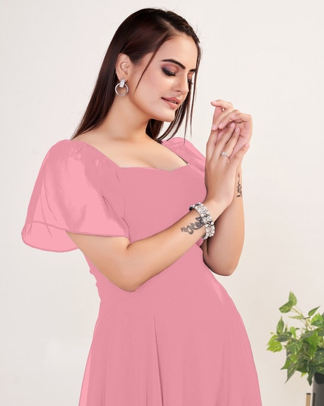 Young cute stylish princess girl in pink fashionable dress and in valuable  jewellery Stock Photo | Adobe Stock