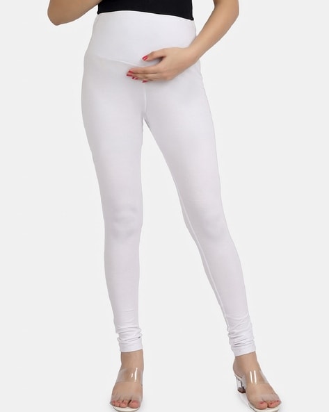 Off-White Under Belly Maternity Leggings With Pockets|Mometernity