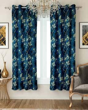 Set of 2 Floral Printed Window Curtains
