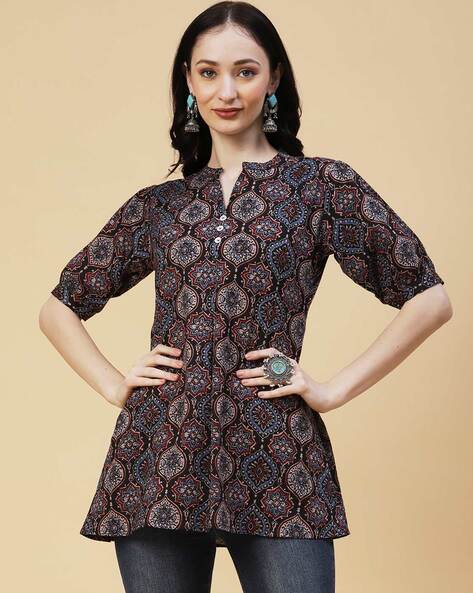 Floral & Ethnic Printed Mother-of-Pearl Buttoned Shirt with Pants Co-o –  FASHOR