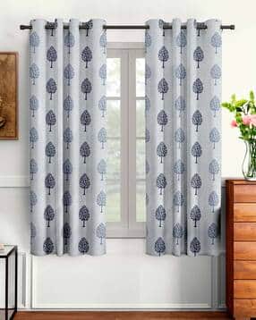 cortina eyelet curtain Set of 2 Tree Printed Window Curtains-picture-23
