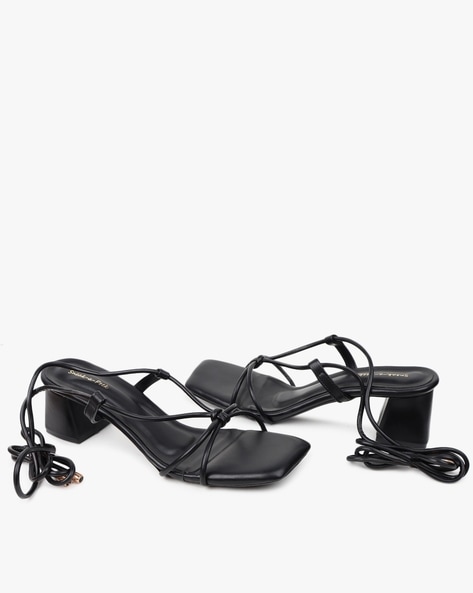 Black low best sale heel gladiator sandals