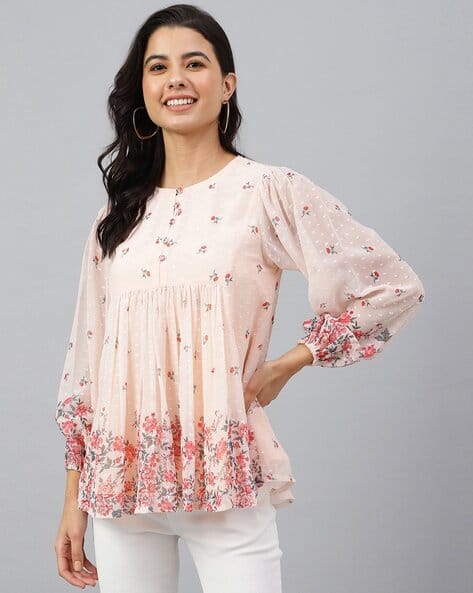 Floral Print Round-Neck Tunic