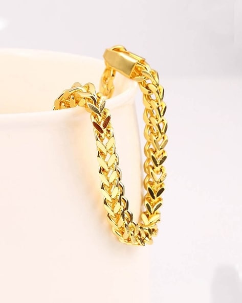 Fashion Men's Curb Chain 18K Gold Plated Bracelet Man Cool Bracelet | Wish  | Mens gold bracelets, Mens jewelry bracelet, Gold plated bracelets