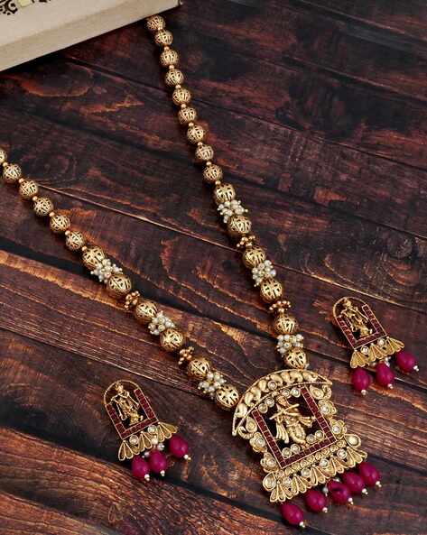 Buy quality 22k Gold Long Necklace With Earrings MGA  GLS049 in Amreli