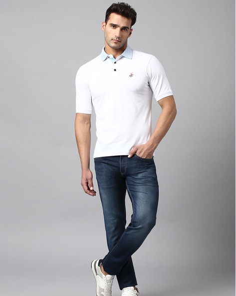 Men's short-sleeved polo shirt in regular fit stretch cotton - Valene Blue  Atoll La Martina | Shop Online