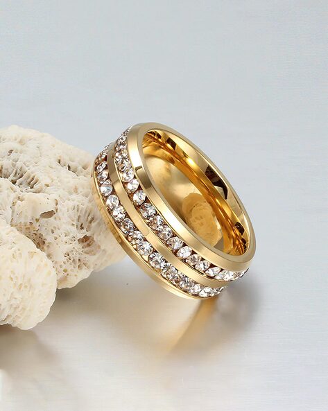 Ring 5 Stones Stainless Steel, Yellow Stone Ring Size 10